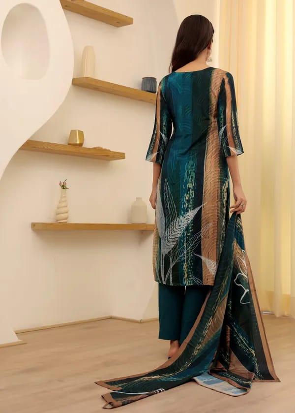 Chic Rayon Slub Kurti Set with Chanderi Cotton Dupatta