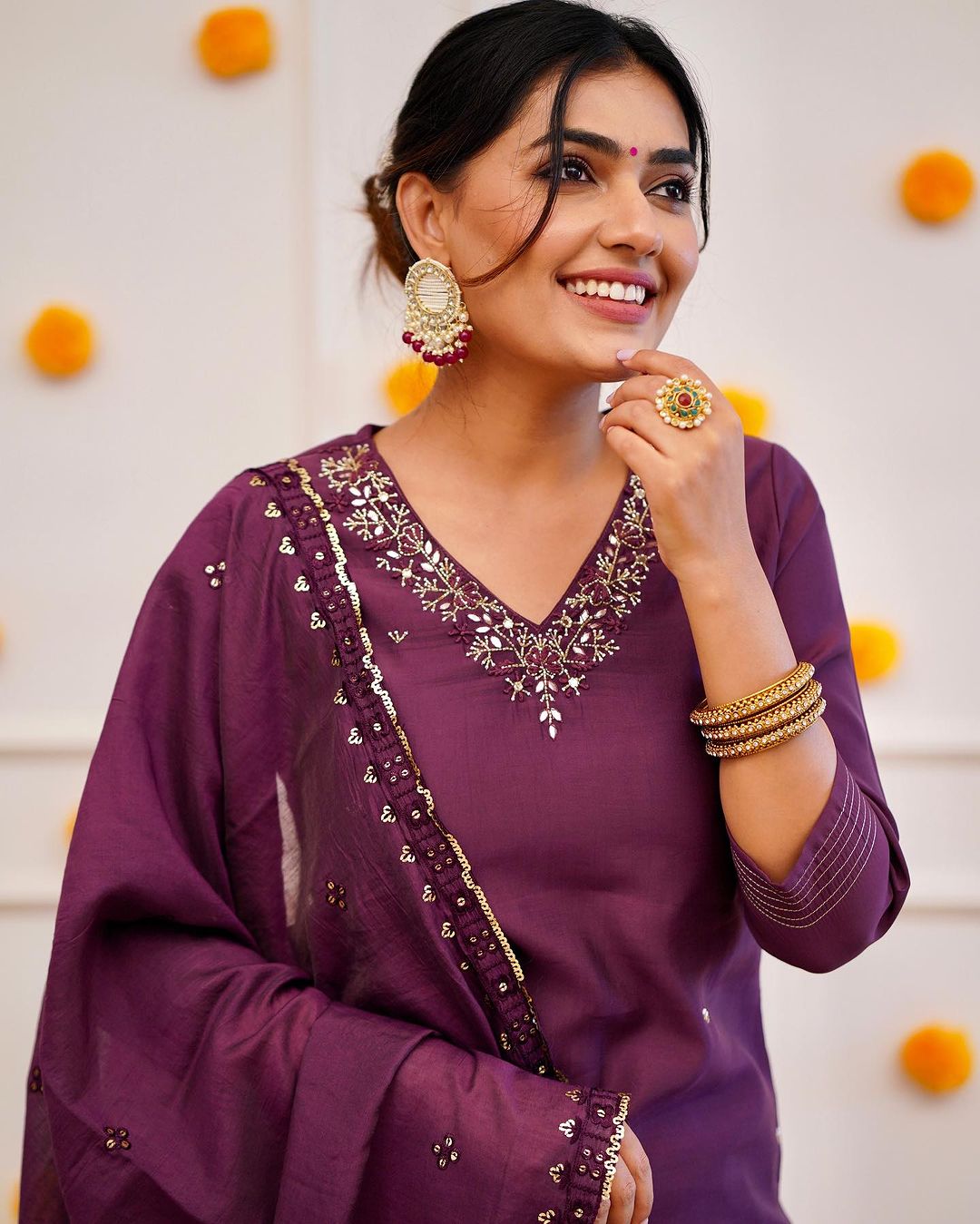 Timeless Elegance β Roman Silk Kurti Set with Chanderi Dupatta