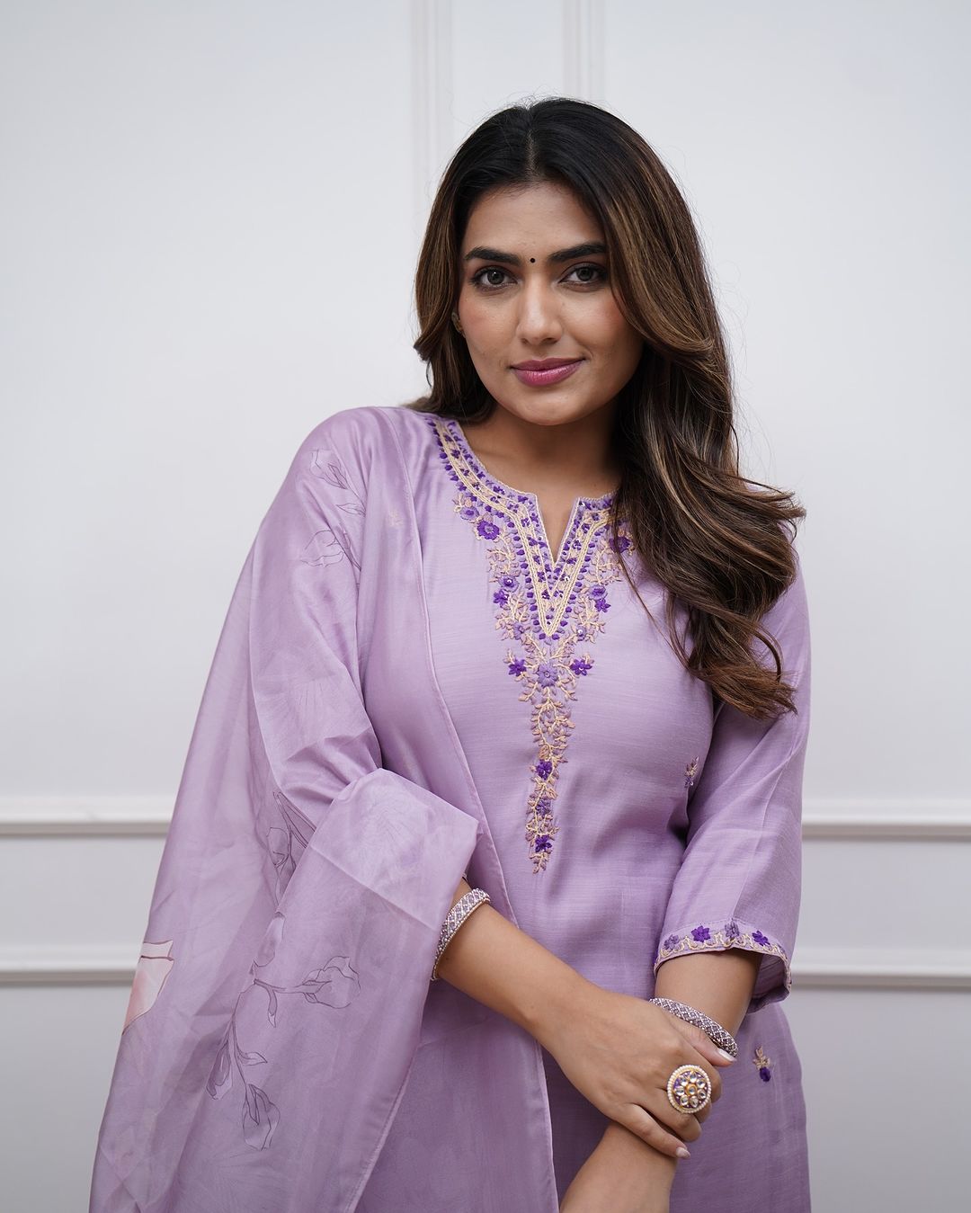 Sophisticated Rayon Slub Embroidered Kurti with Chanderi Cotton Dupatta Set