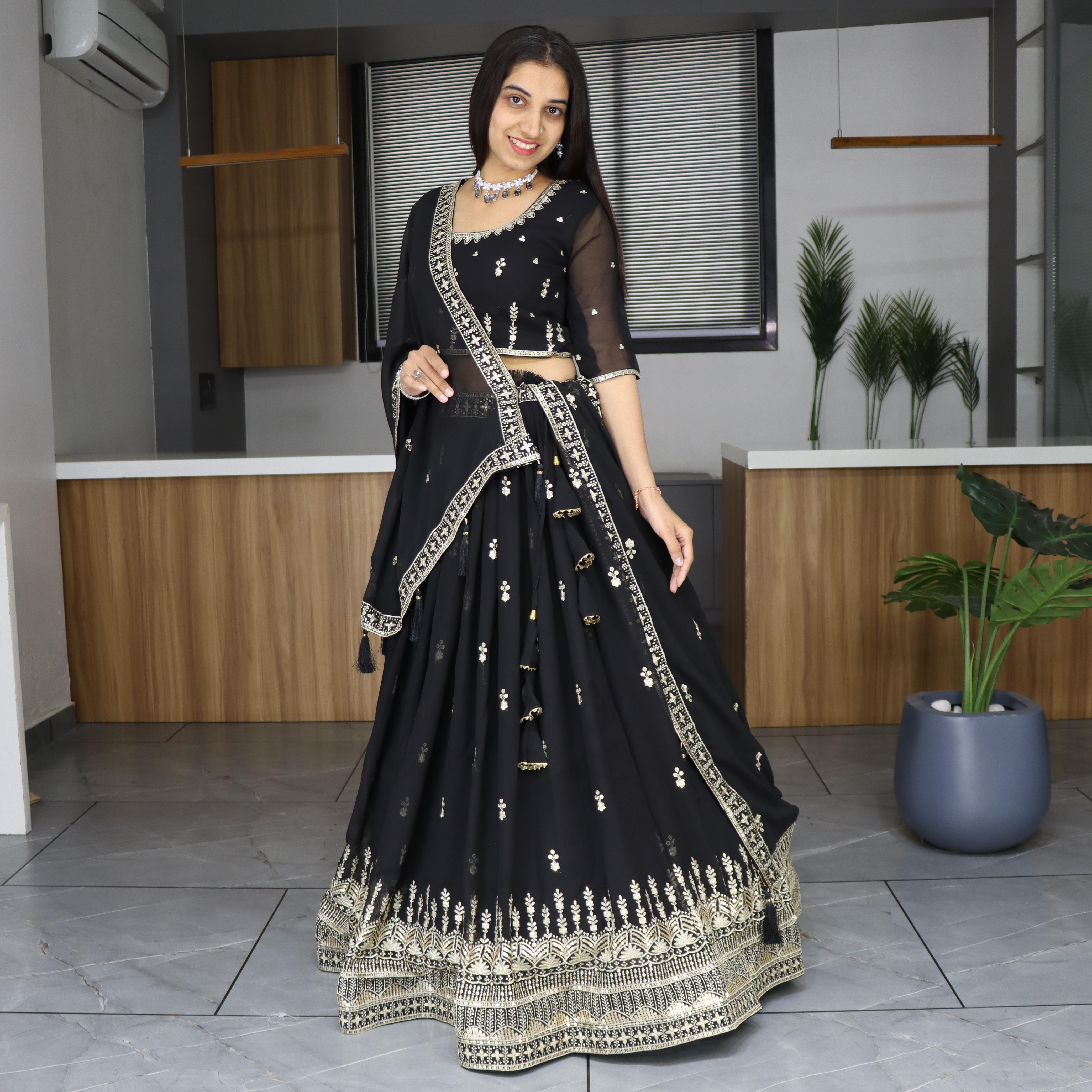 Nocturnal Glow Black Lehenga Set