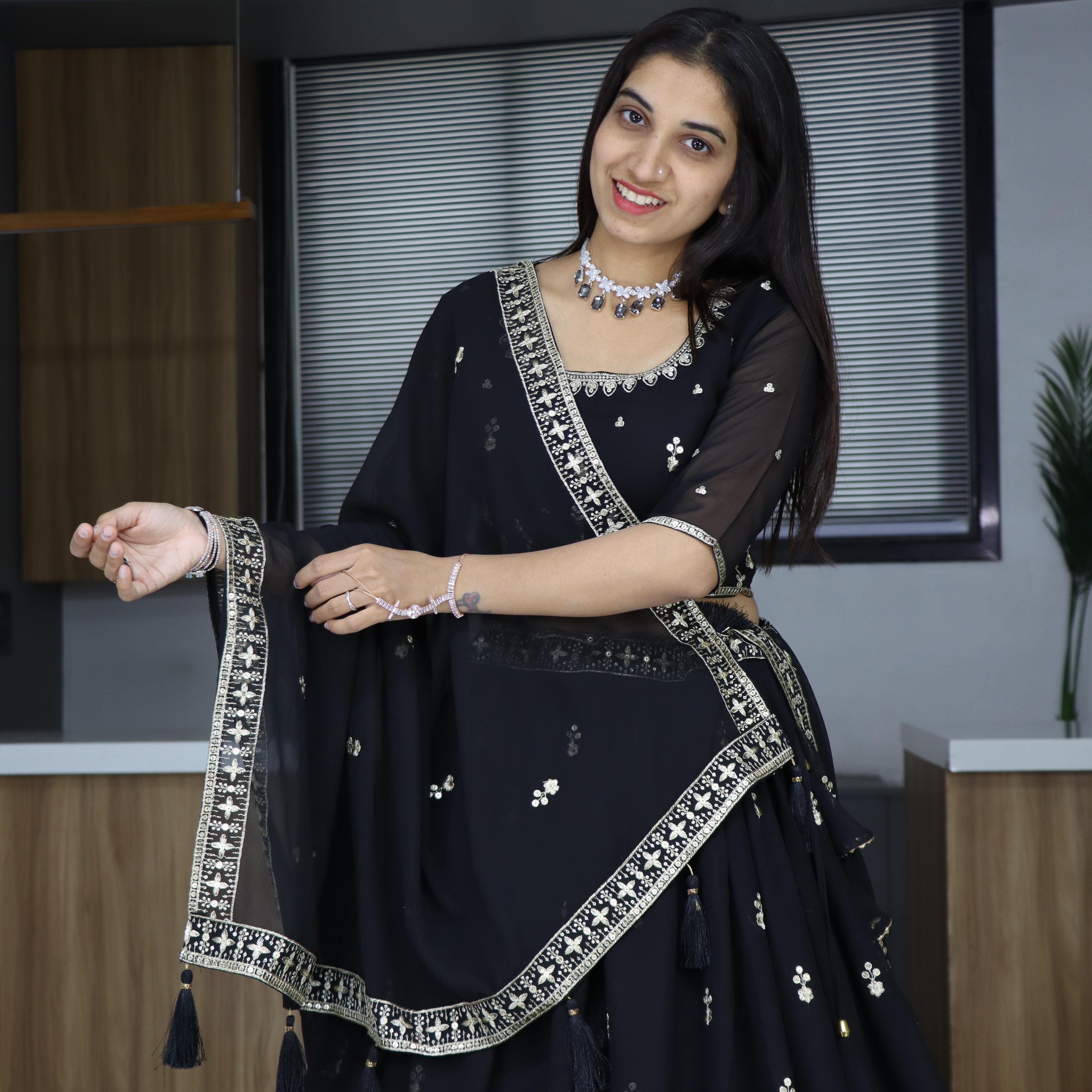 Nocturnal Glow Black Lehenga Set