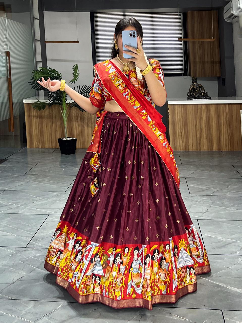 Rasika Kalamkari Lehenga