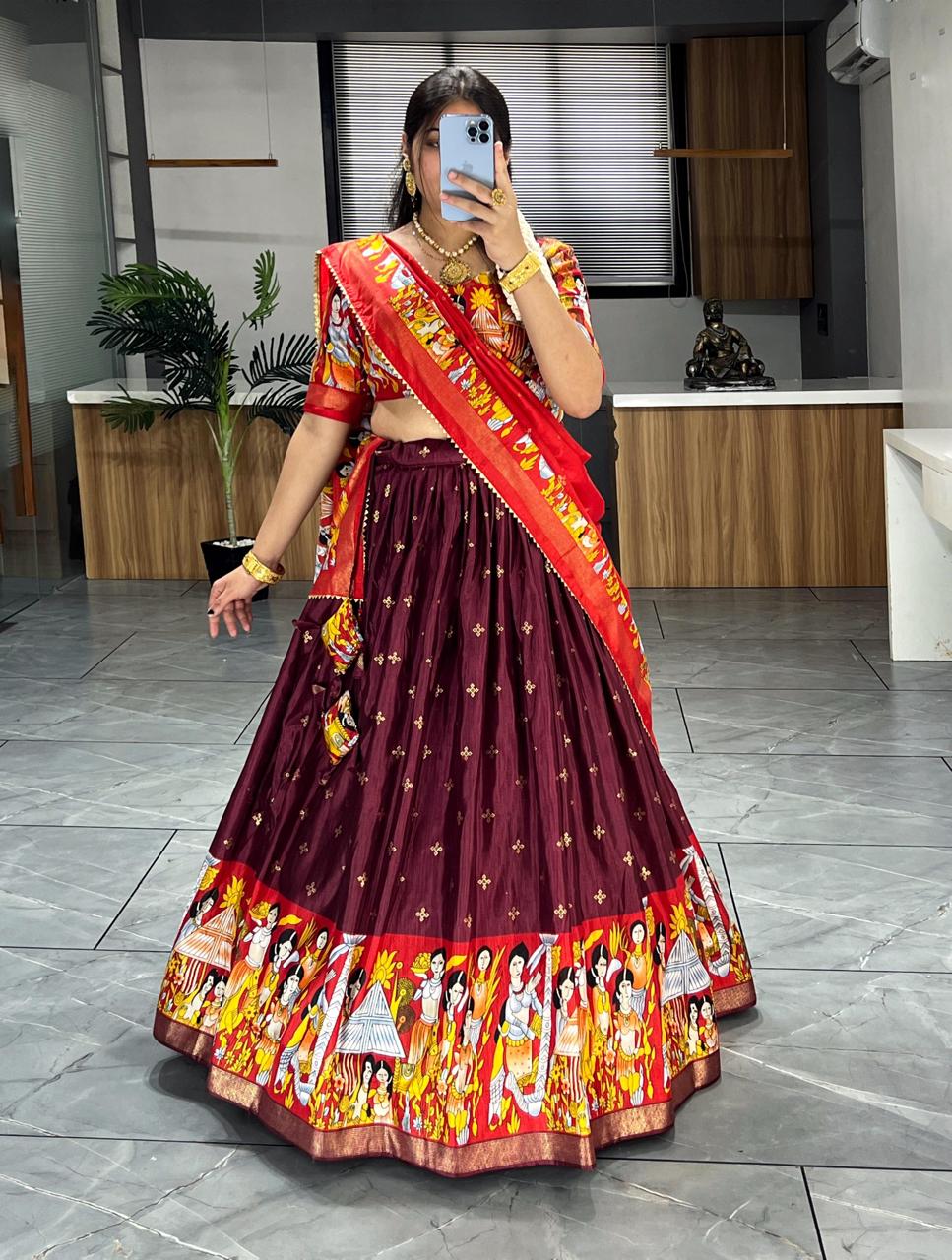 Rasika Kalamkari Lehenga