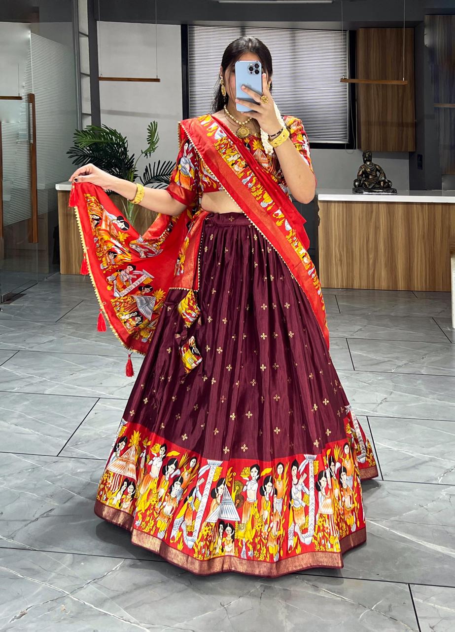 Rasika Kalamkari Lehenga