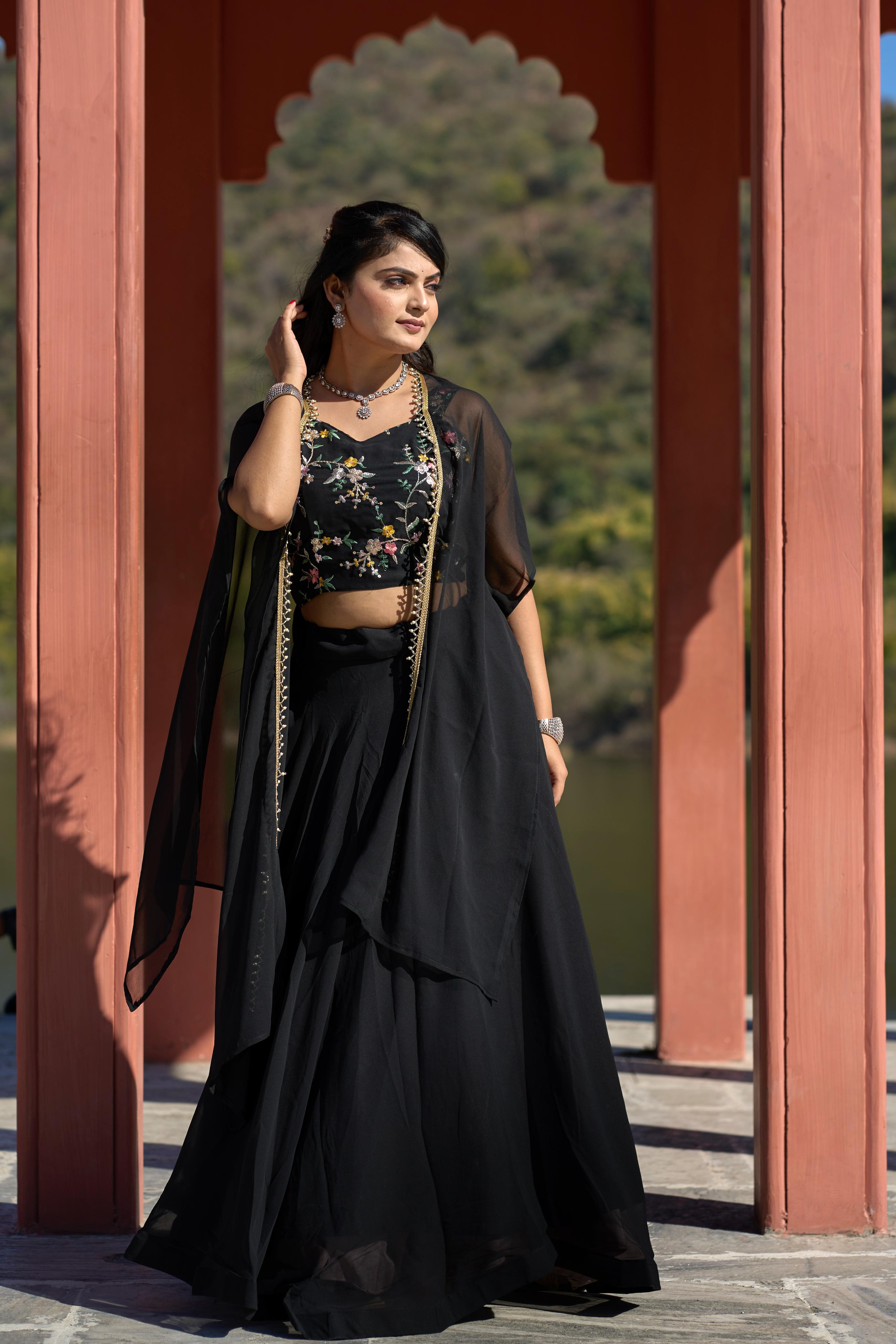 Noir Petal Luxe Lehenga Set