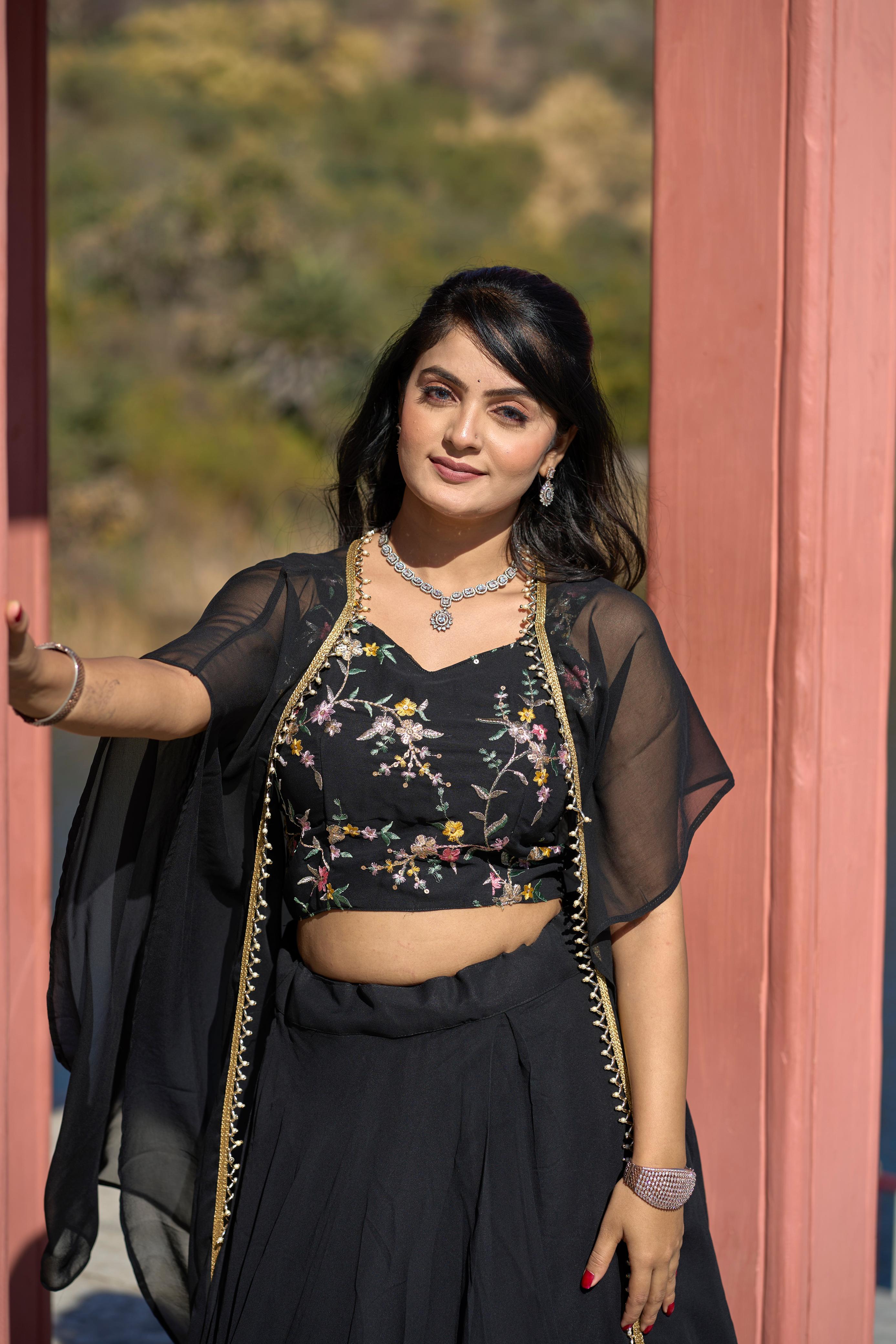 Noir Petal Luxe Lehenga Set