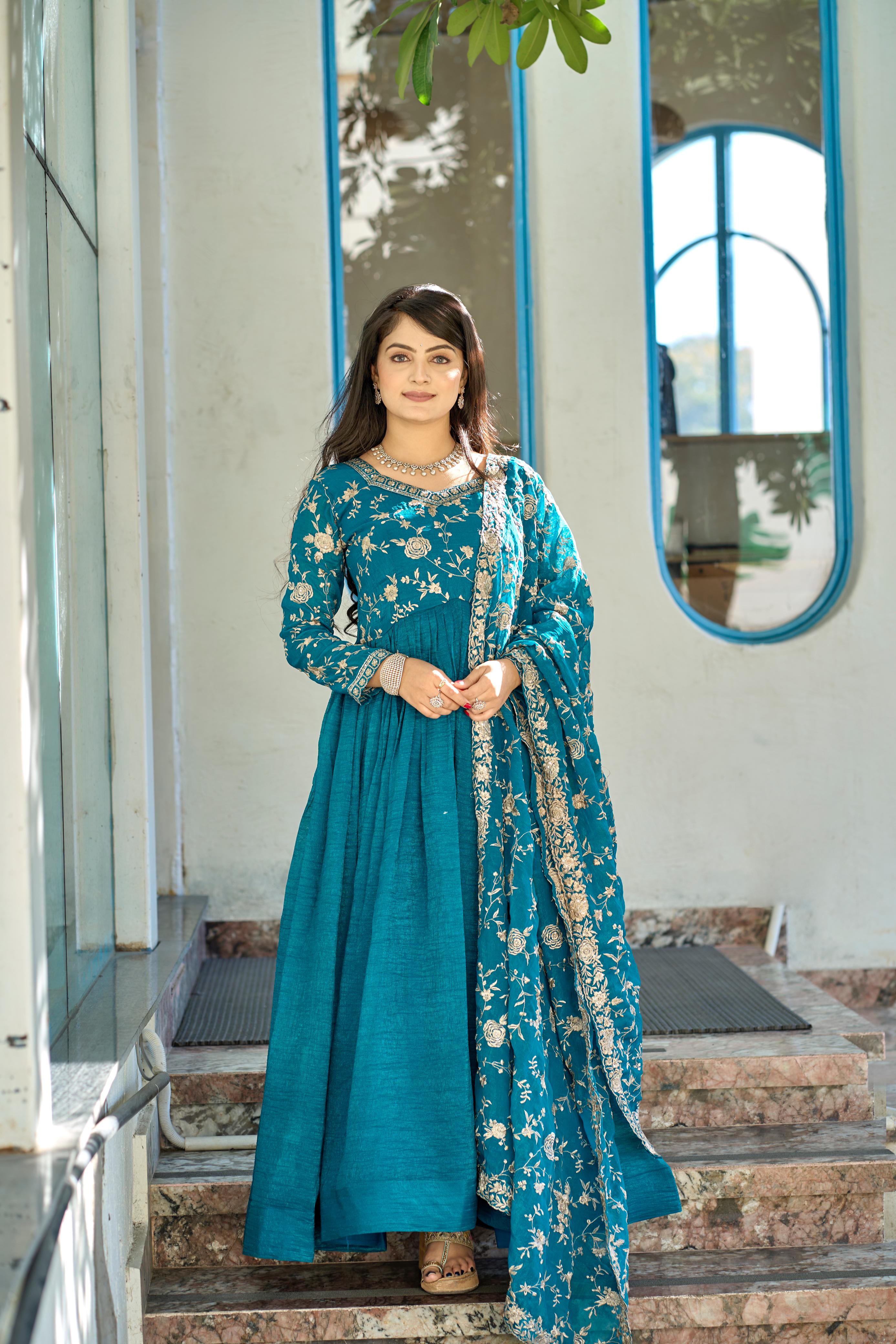 Graceful Rama Designer Embroidery Gown