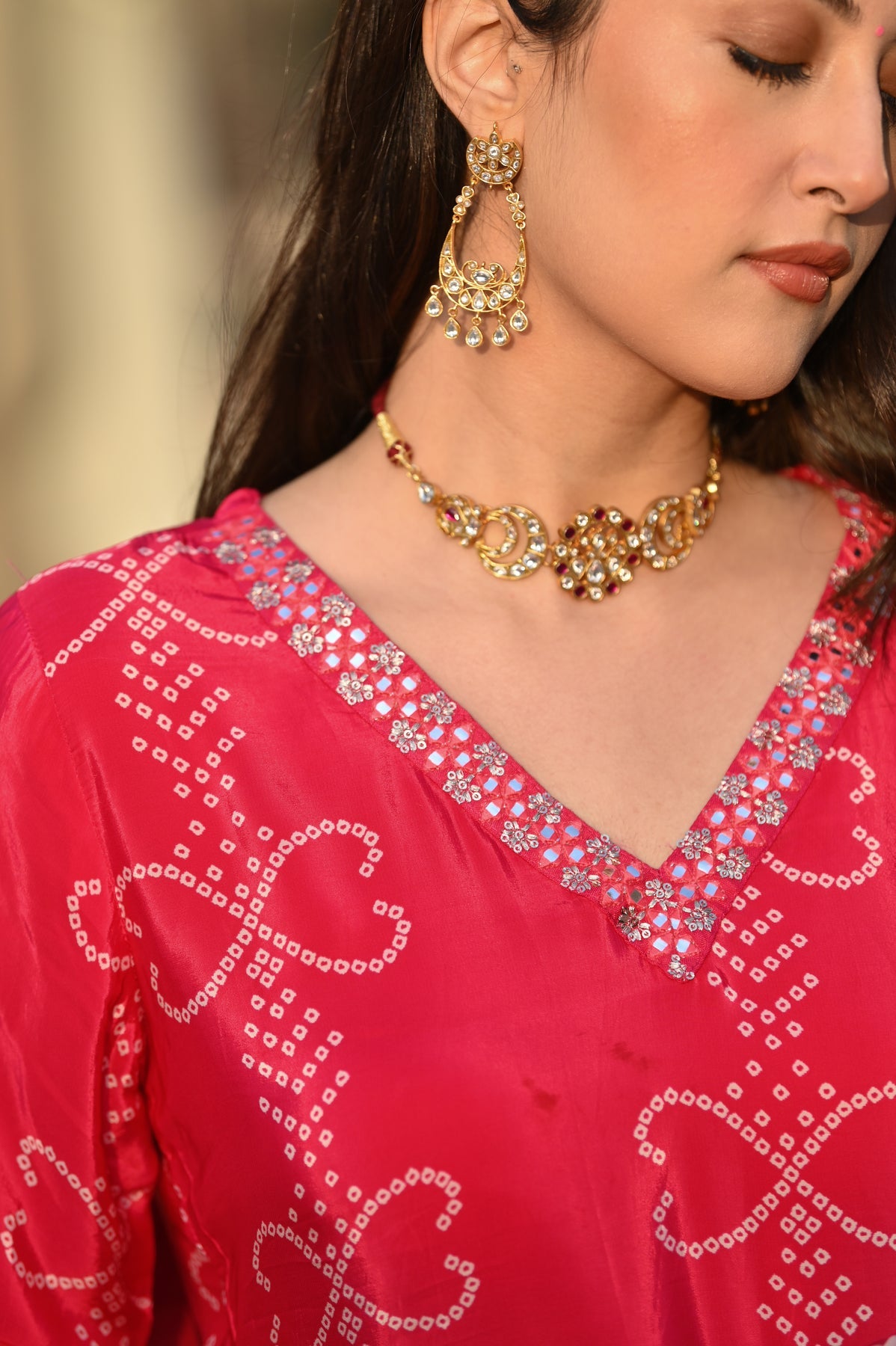 Elegant Soft Chinnon Silk Kurti Set with Embroidered Lace Dupatta