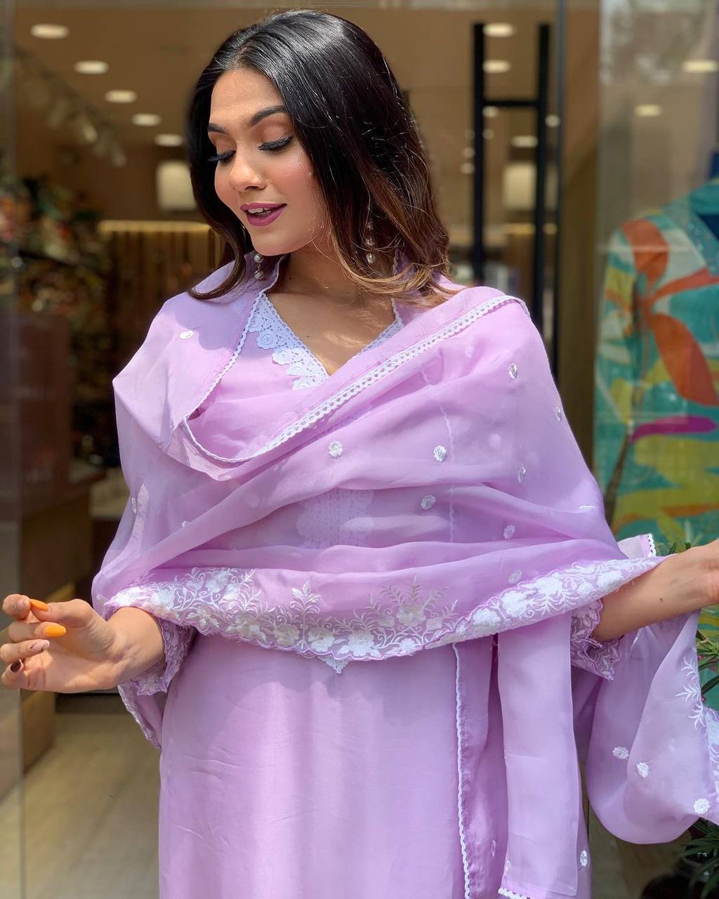 Women Embroidered PURE RUSSIAN SILK kurta set