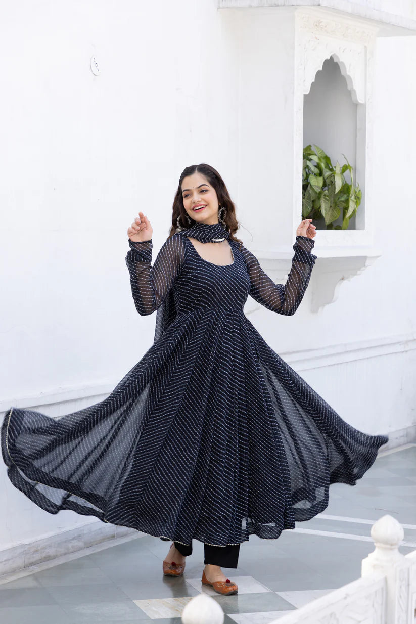 Graceful Black Maxi Anarkali Set for All Occasions