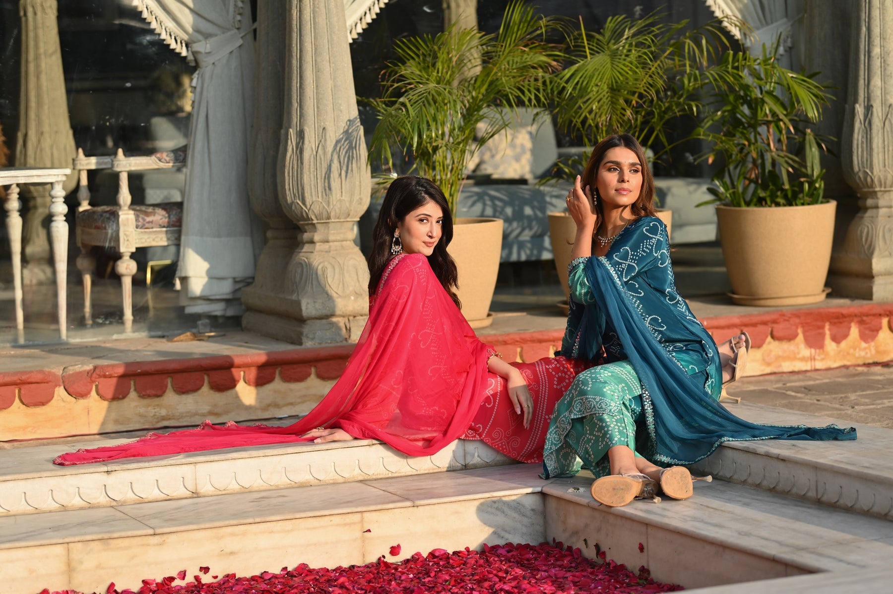 Elegant Soft Chinnon Silk Kurti Set with Embroidered Lace Dupatta