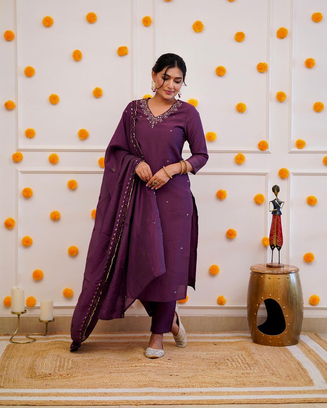 Timeless Elegance – Roman Silk Kurti Set with Chanderi Dupatta