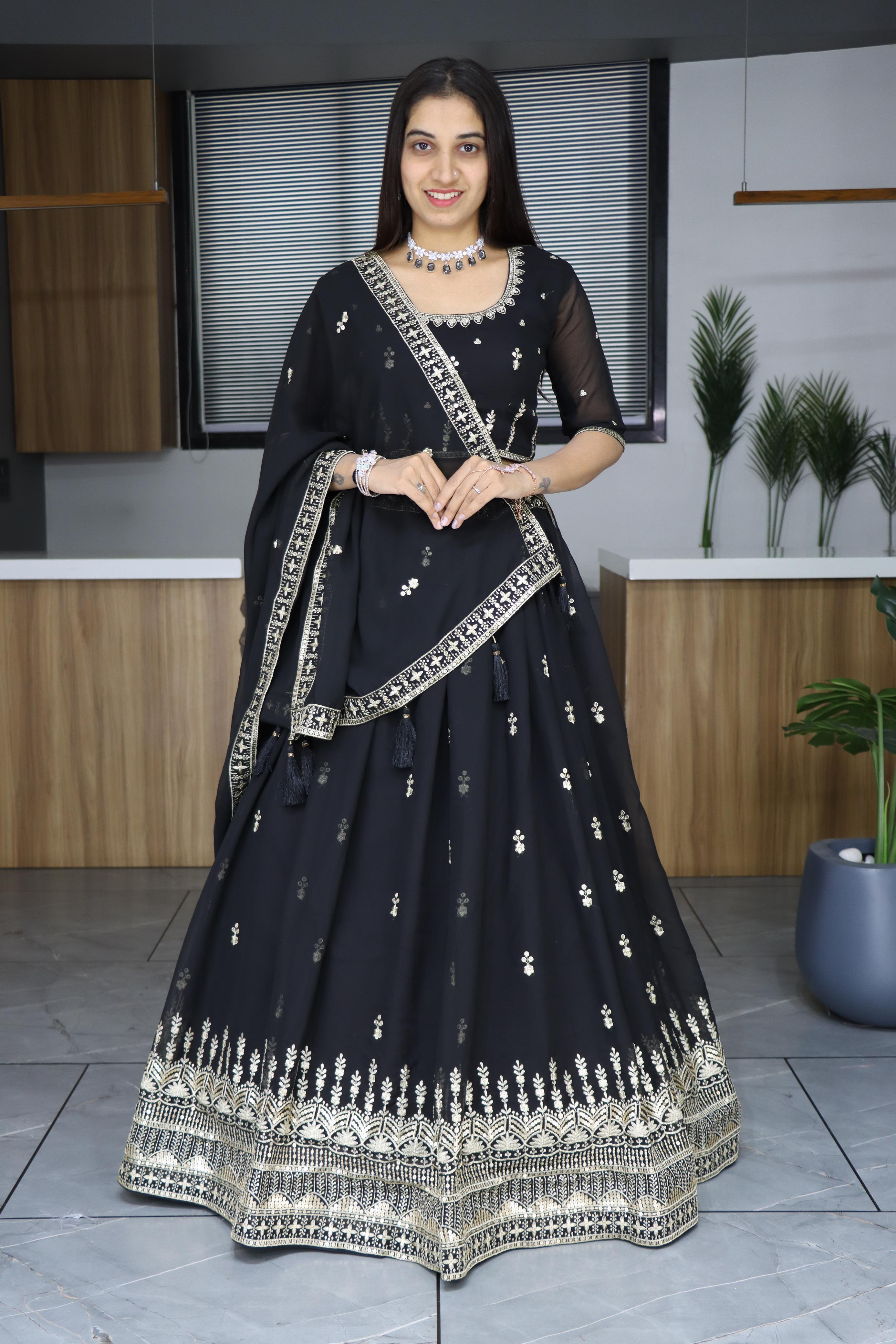 Nocturnal Glow Black Lehenga Set