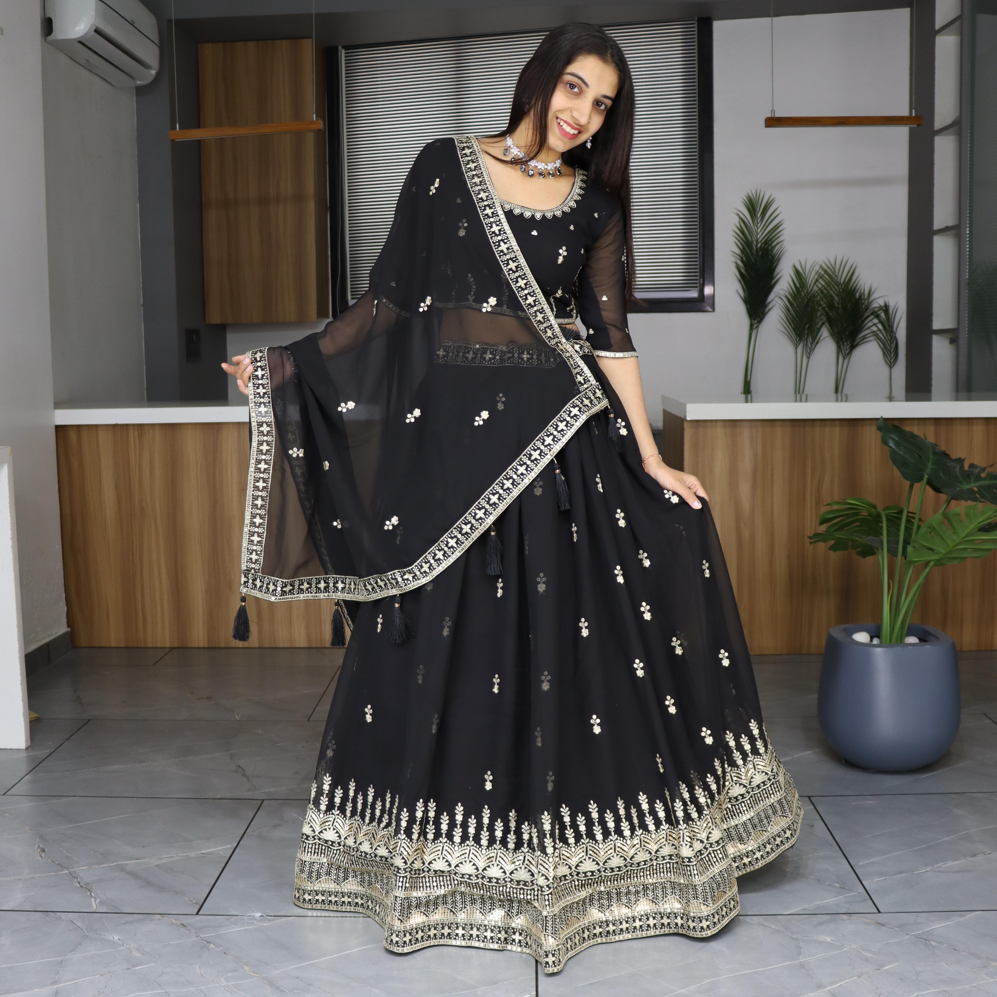 Nocturnal Glow Black Lehenga Set