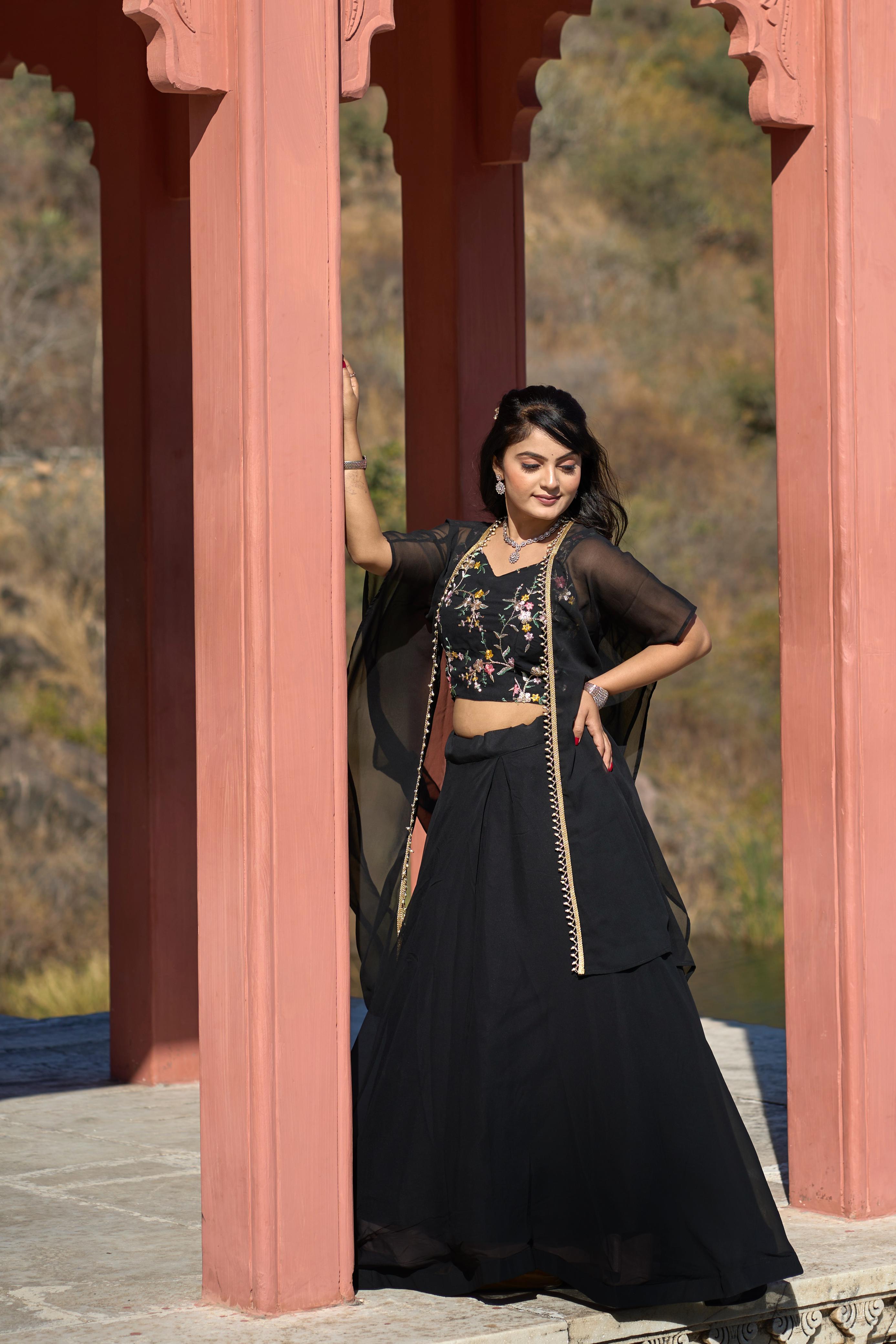 Noir Petal Luxe Lehenga Set