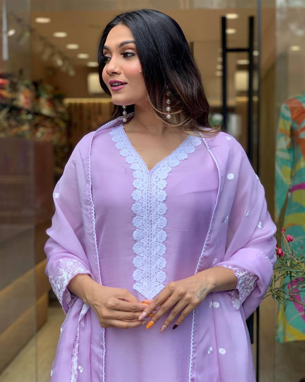 Women Embroidered PURE RUSSIAN SILK kurta set
